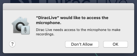 macOS: Dirac Live requests microphone access