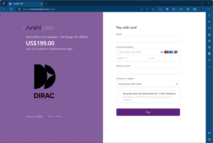 miniDSP purchase Dirac Live upgrade