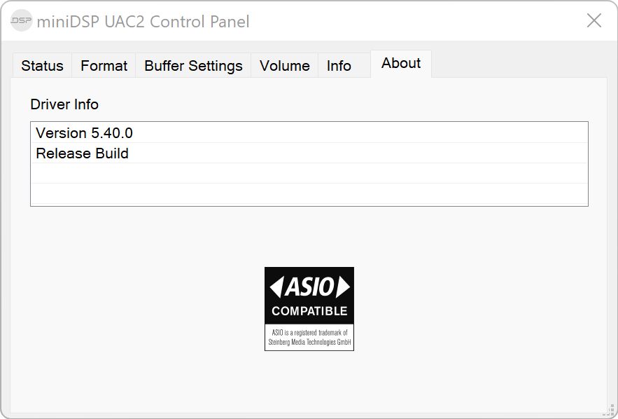 miniDSP UAC2 control panel version