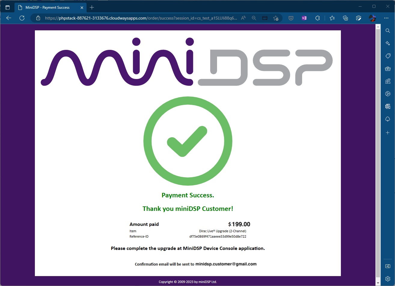 miniDSP purchase Dirac Live upgrade