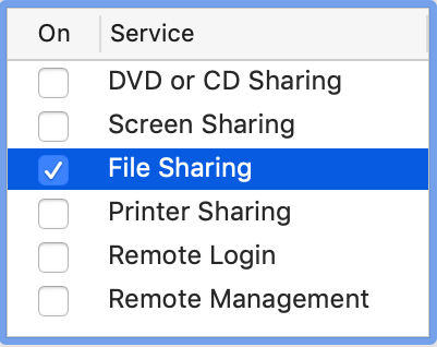 macOS: Enable file sharing for device discovery
