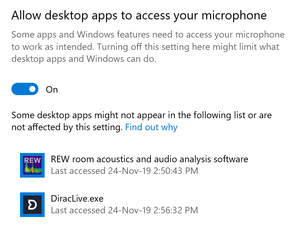 Allow desktop apps to access your microphone